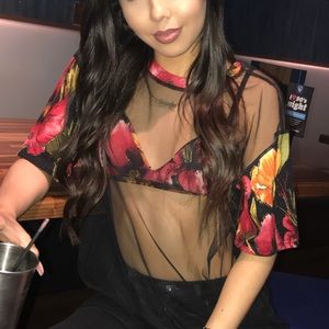 See through mesh bra and top